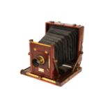 A W. Watson & Sons Half Plate Mahogany Field Camera,