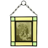 A Lithophane in Stained Glass Frame,