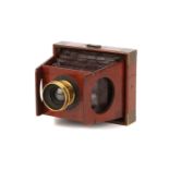 A Shew & Co. Xit 3¼×4¼ Mahogany Folding Strut Camera,