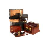 A J. H. Dallmeyer 4½ x 7¼" Stereo Transitional Wet Plate Mahogany Tailboard Camera Outfit,