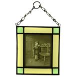 A Lithophane in Stained Glass Frame,