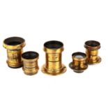 Five Brass Bound Rapid Rectalinear Lenses