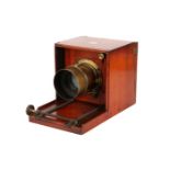 A J. H. Dallmeyer Sliding Box 6x6" Wet Plate Mahogany Camera,