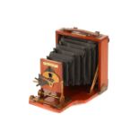 A J. Lancaster & Son 'The 1900 Patent le Merveilleux' Quarter Plate Mahogany Camera,