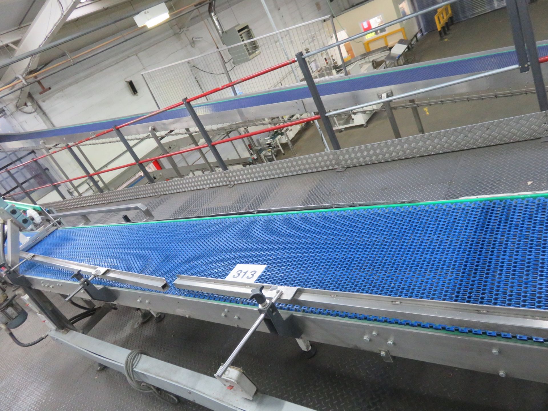 Conveyor approx. 4000mm x 450mm wide intro lox belt . Lift Out £200