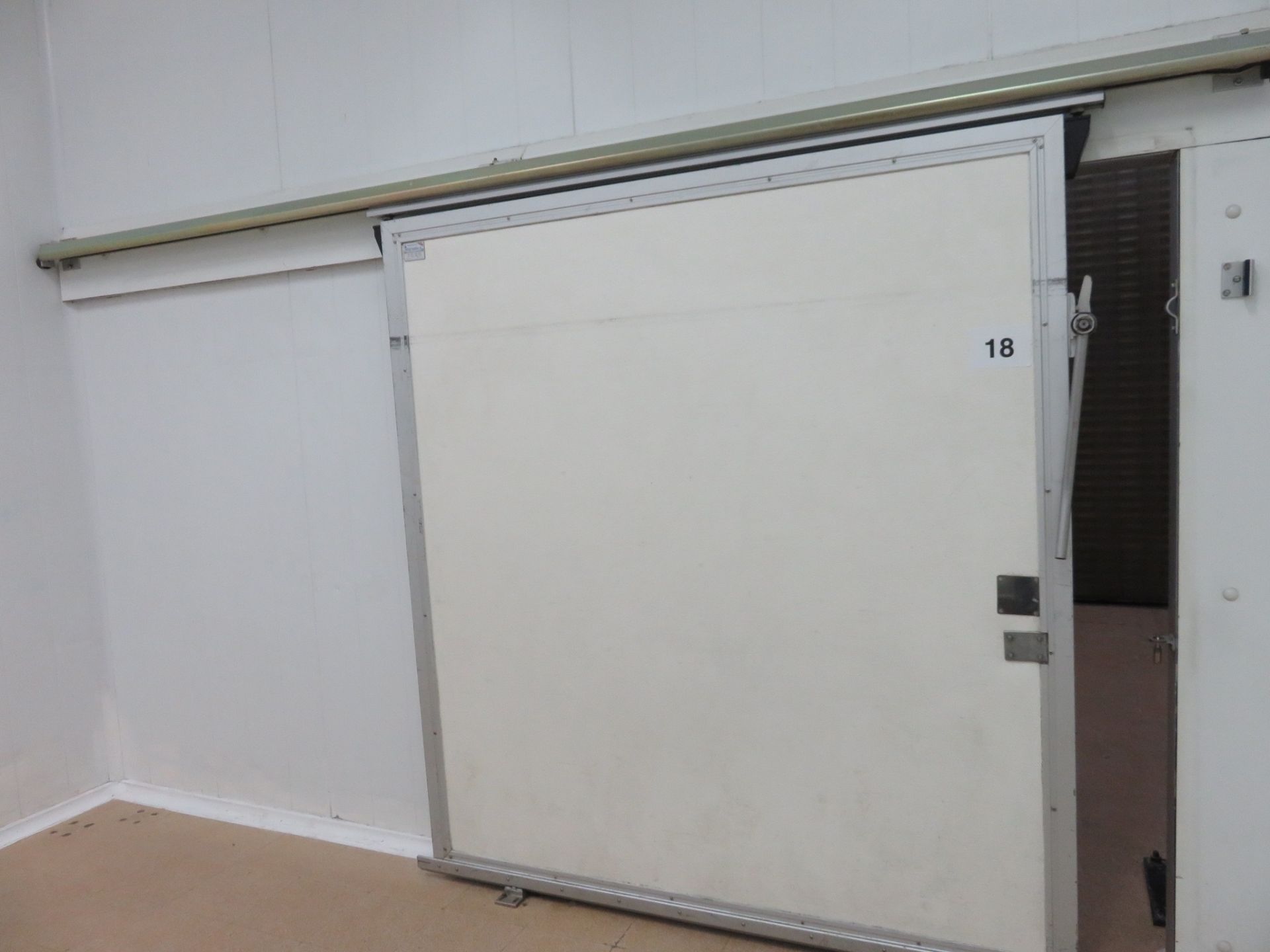 Refrigerated Sliding Door with running gear. Approx 2000mm wide x 2200mm high. Lift Out £120