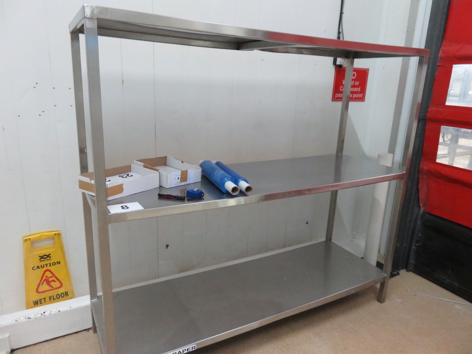 S/s 3 tier Shelf. 2 meter long x 650mm deep x 1.8 meter high. Lift Out £10