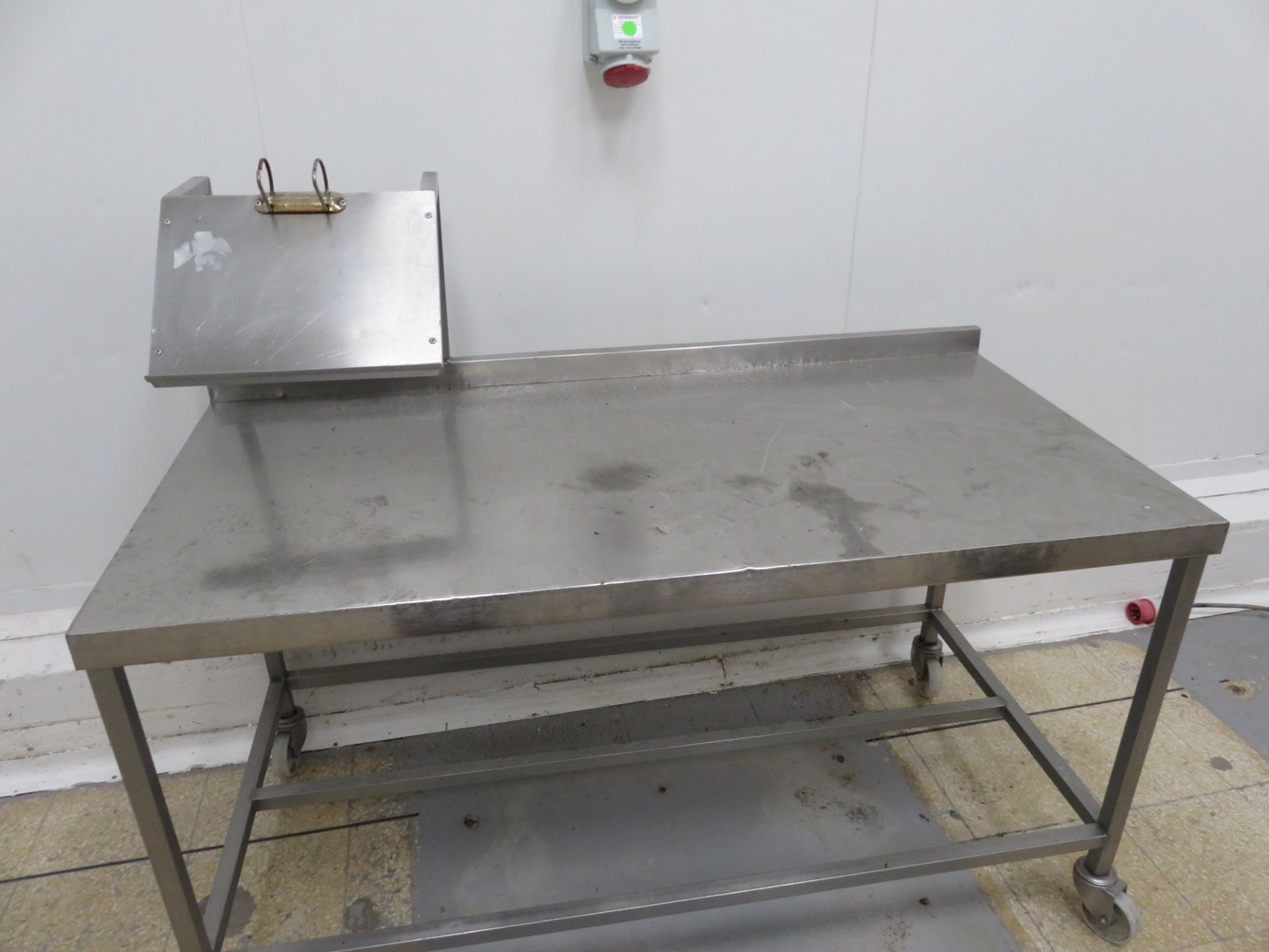 Stainless Steel Table .1.5 metres long x 800mm wide. Lift out £15