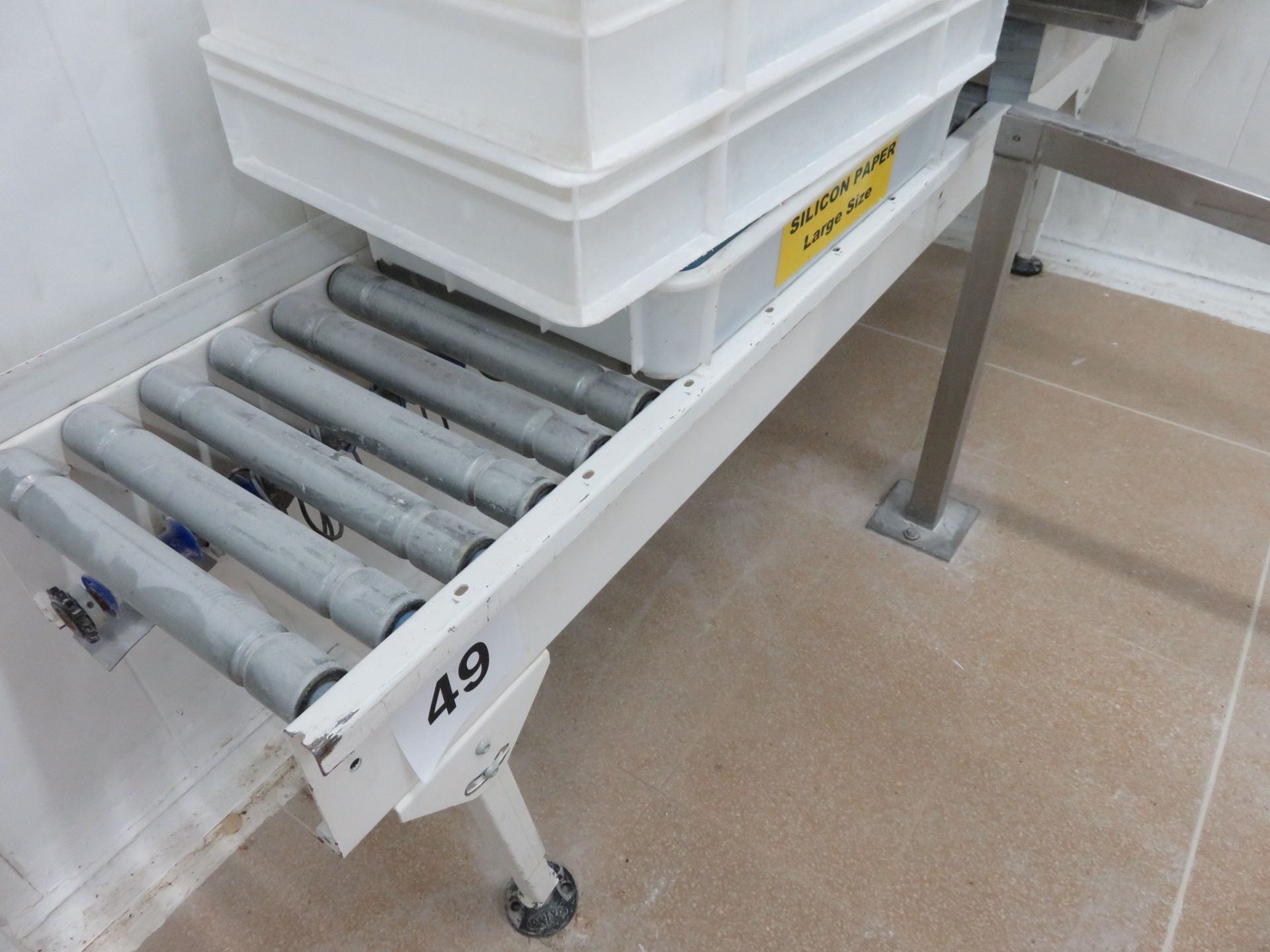 Roller Conveyor. Approx. 2100mm long x 400mm wide. Lift Out £25 - Image 2 of 2