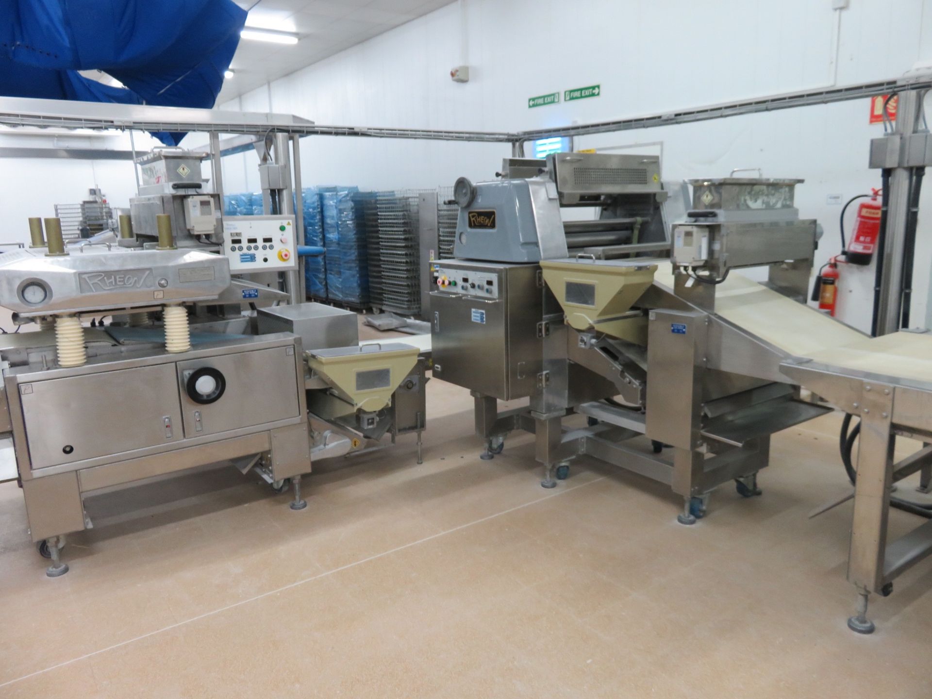 Complete Rheon sheet making line/Fat Pump/Stretcher/Compact sheet maker / VX602 900mm belt LO£1500