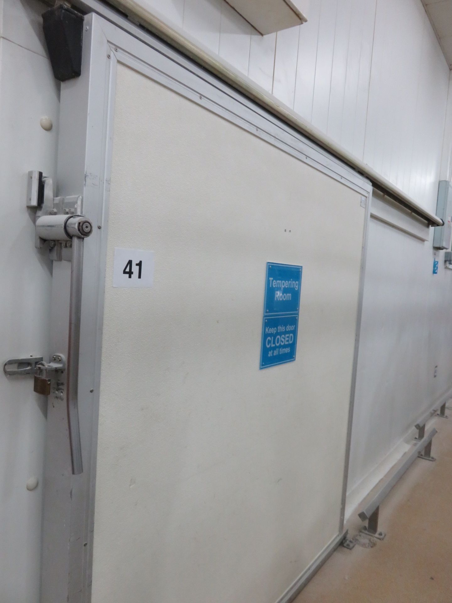 Refrigerated Sliding Door with running gear. Approx 2000mm wide x 2200mm high. Lift Out £120