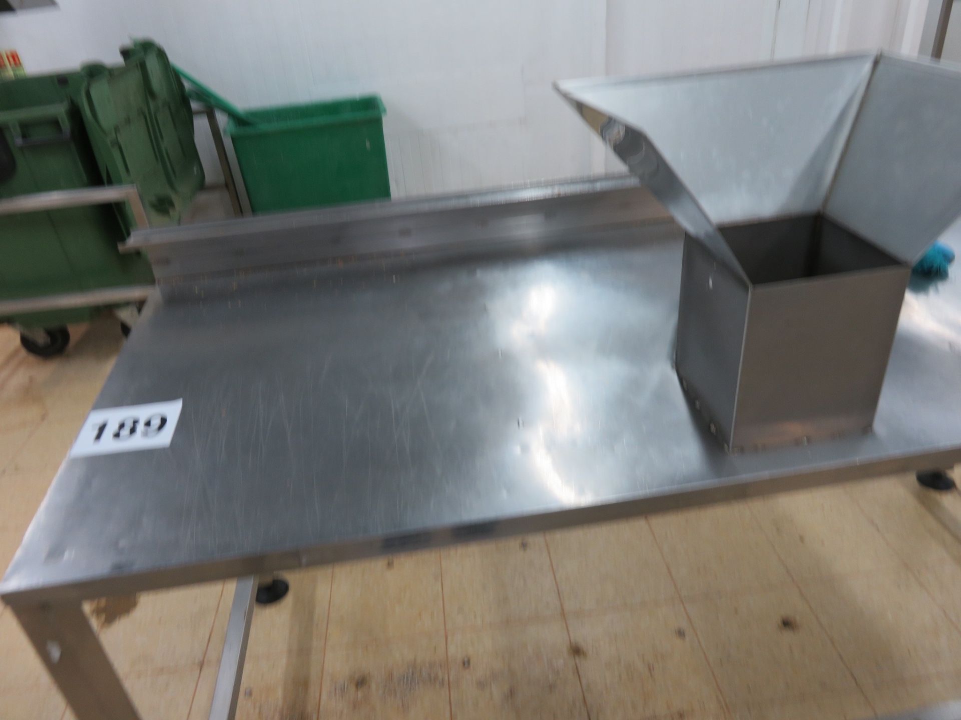 S/s Table with waste dump. Approx. 2 meters long x 800mm . Lift Out £15 - Image 3 of 3