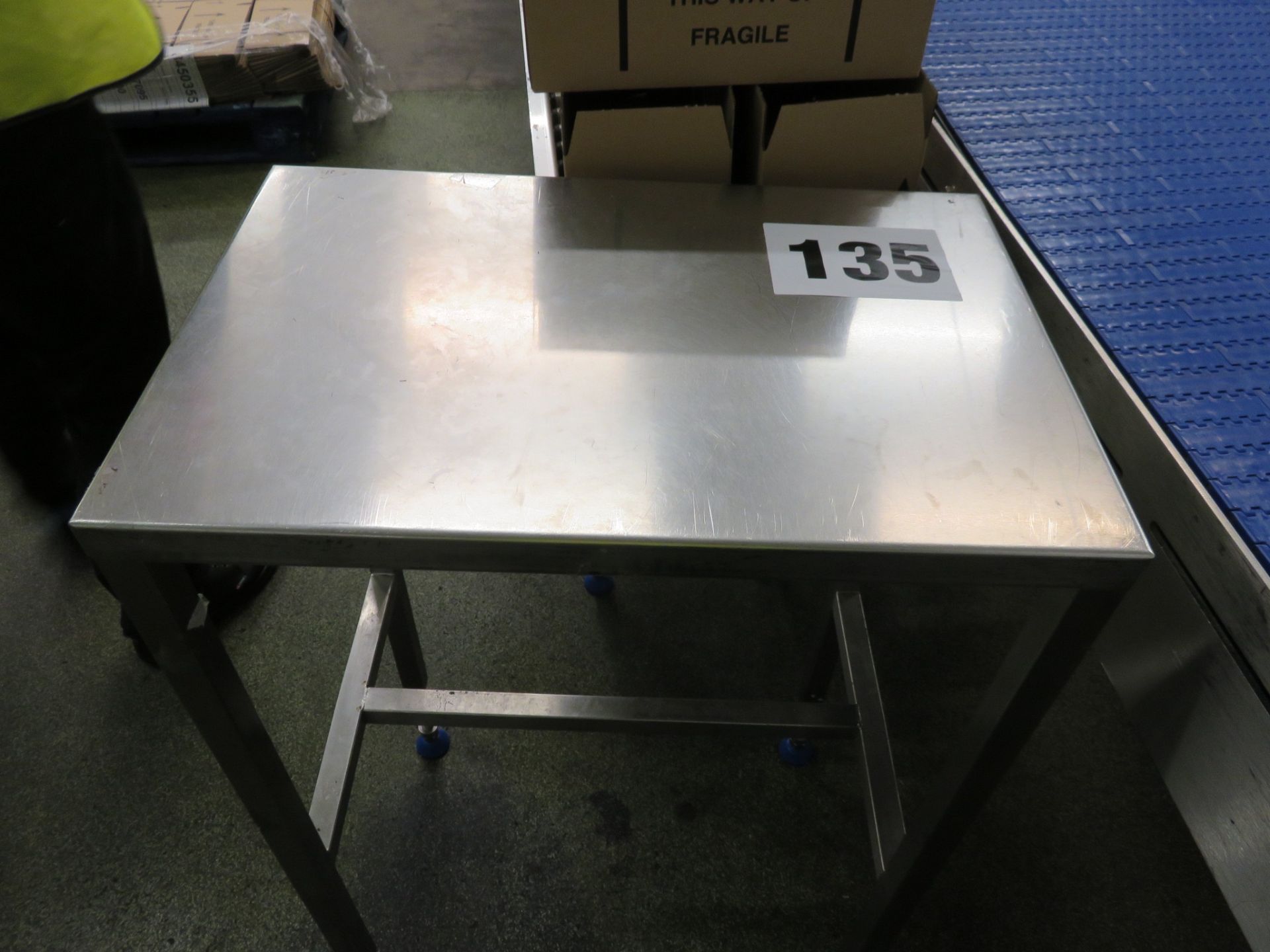 S/s Table. Approx. 600mm x 400mm. Lift out £10
