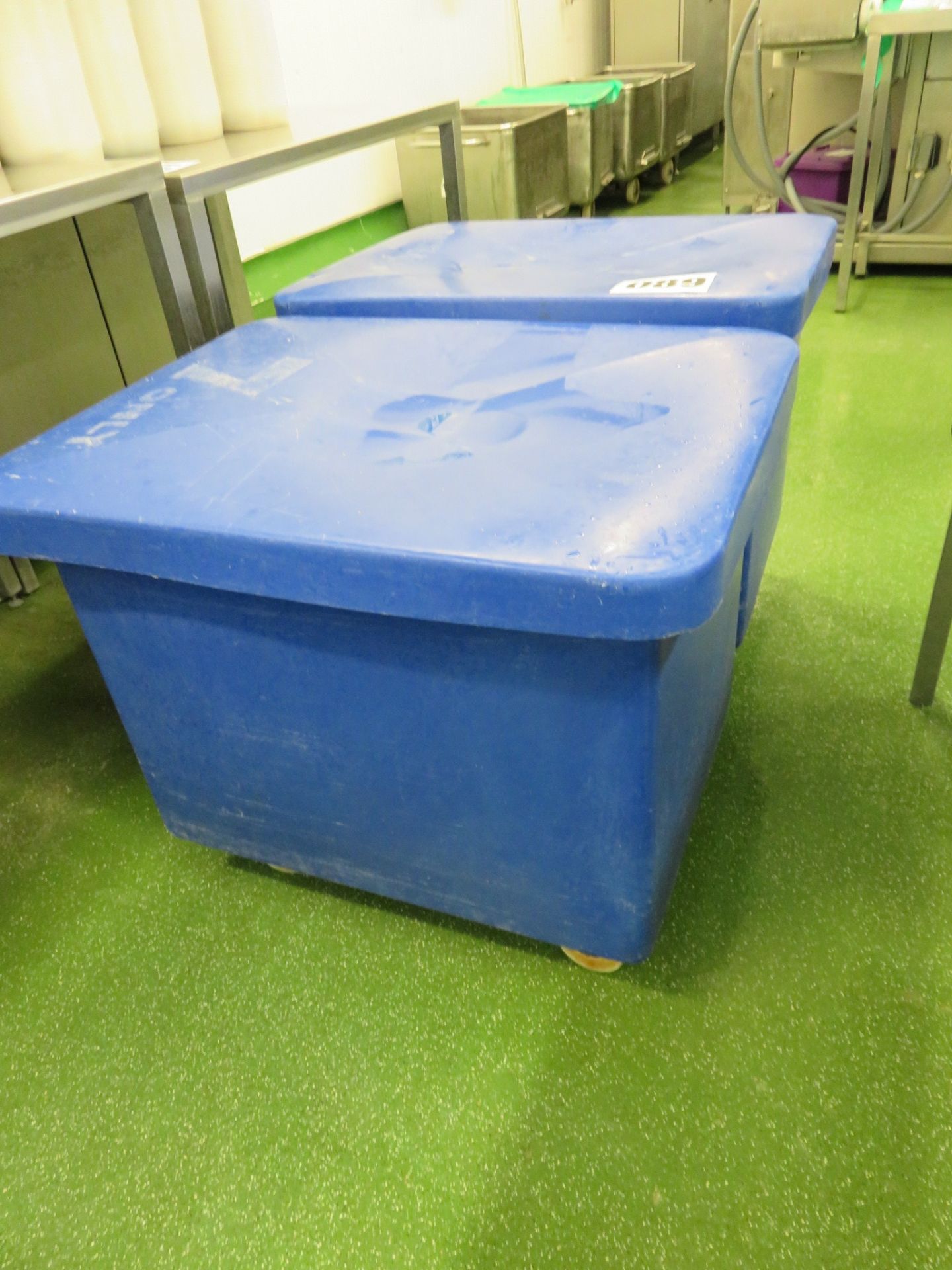 2 x Mobile plastic Bins with Lid & Holder. Blue. Lift out £10 - Image 2 of 2