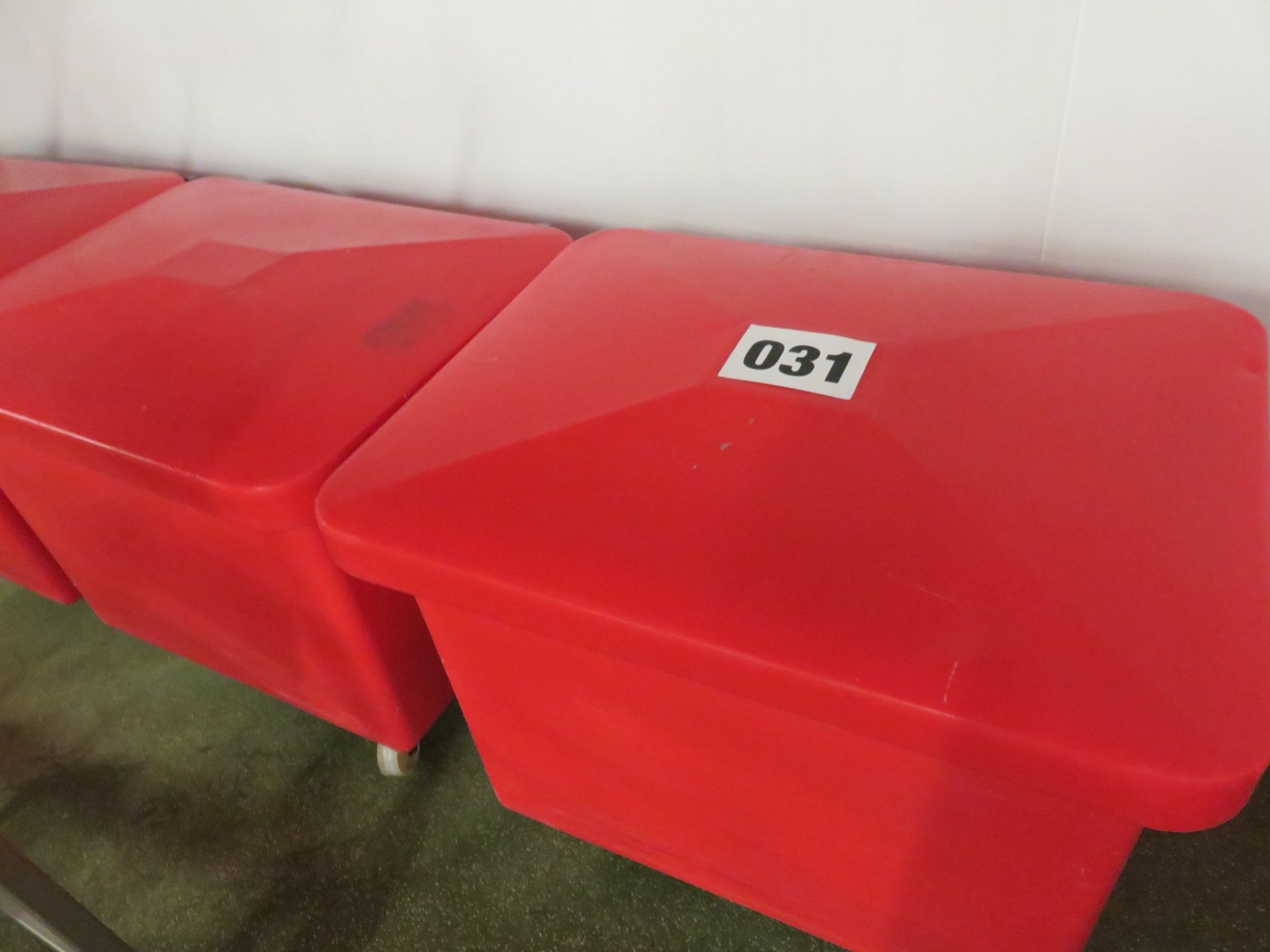 2 x Mobile plastic Bins with Lid & Holder. Red. Lift out £10