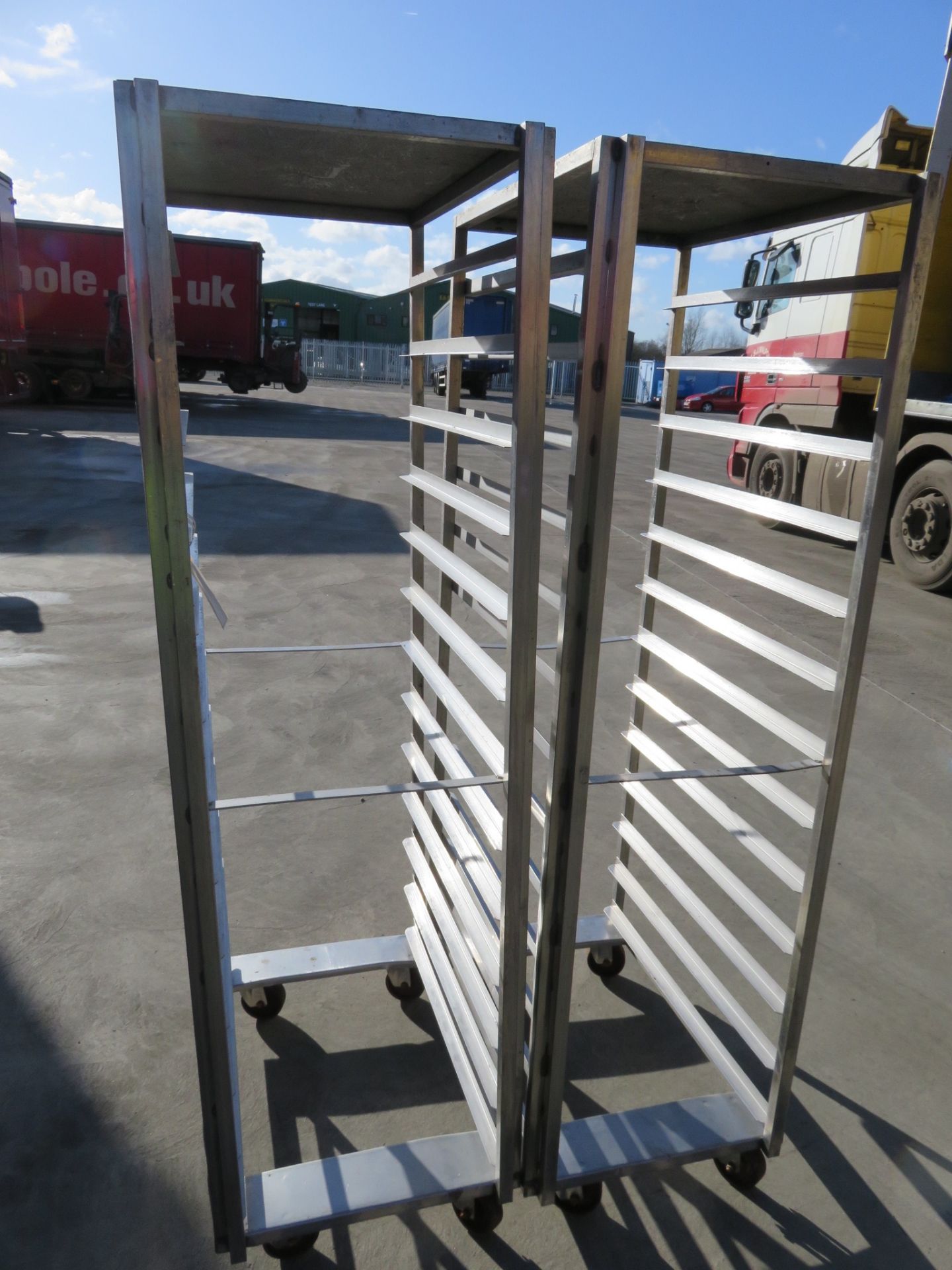 2 x S/s Racks. Each rack takes 13 x 18 inch x 30 inch trays. Lift out £20