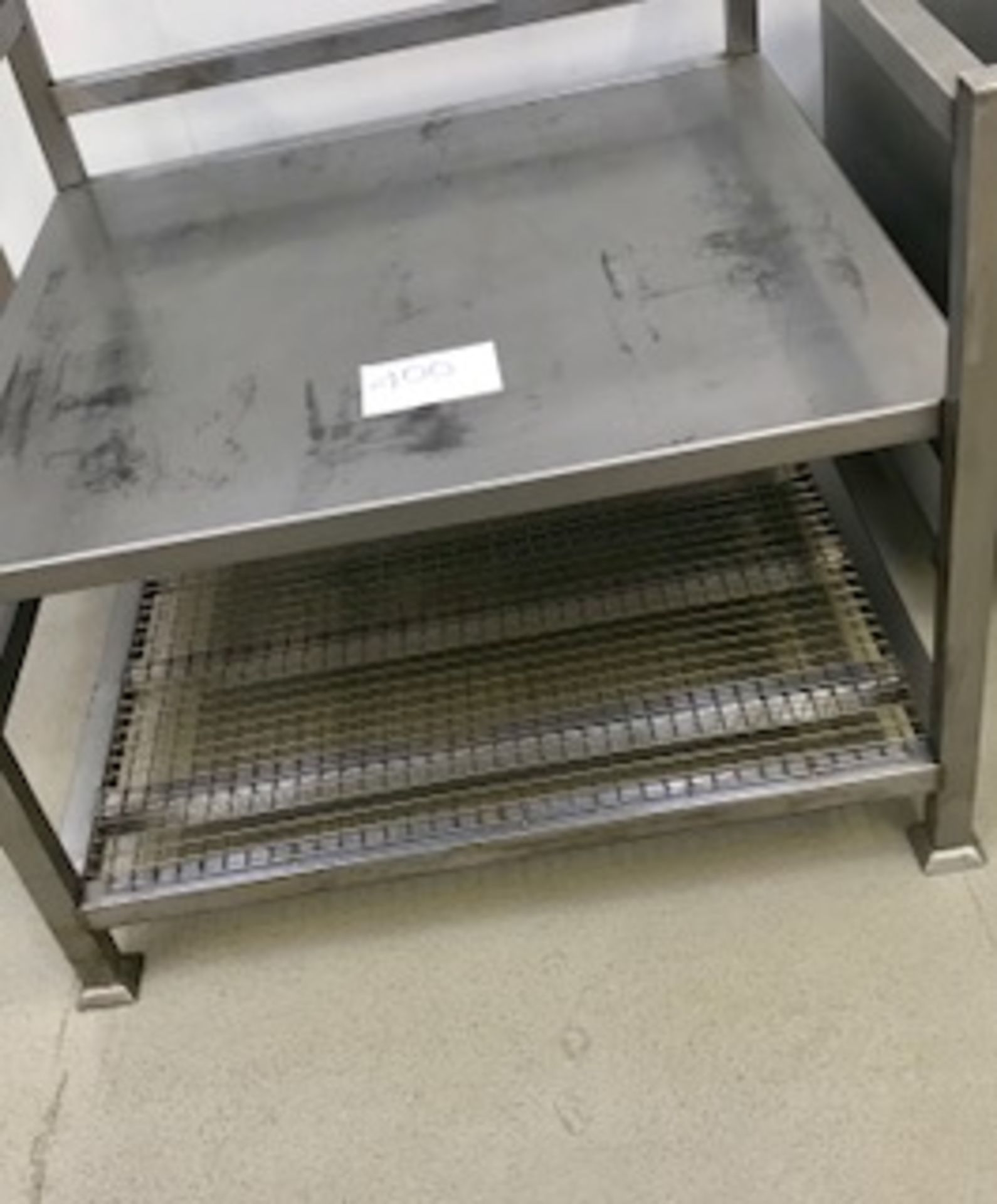 S/s Table with shelf 950mm x 1000mm. Lift out charge £10 - Image 2 of 2