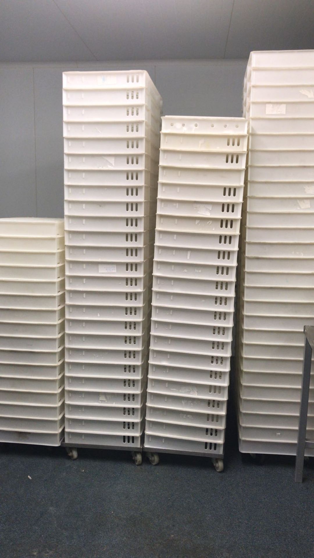 white plastic trays approx 90. size 76cm x 46cm