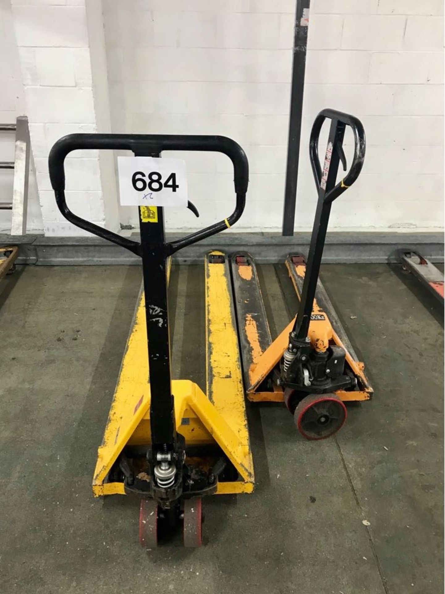 2 x Pallet Trucks long reach, 2,000 kilo lift. lift out charge £15