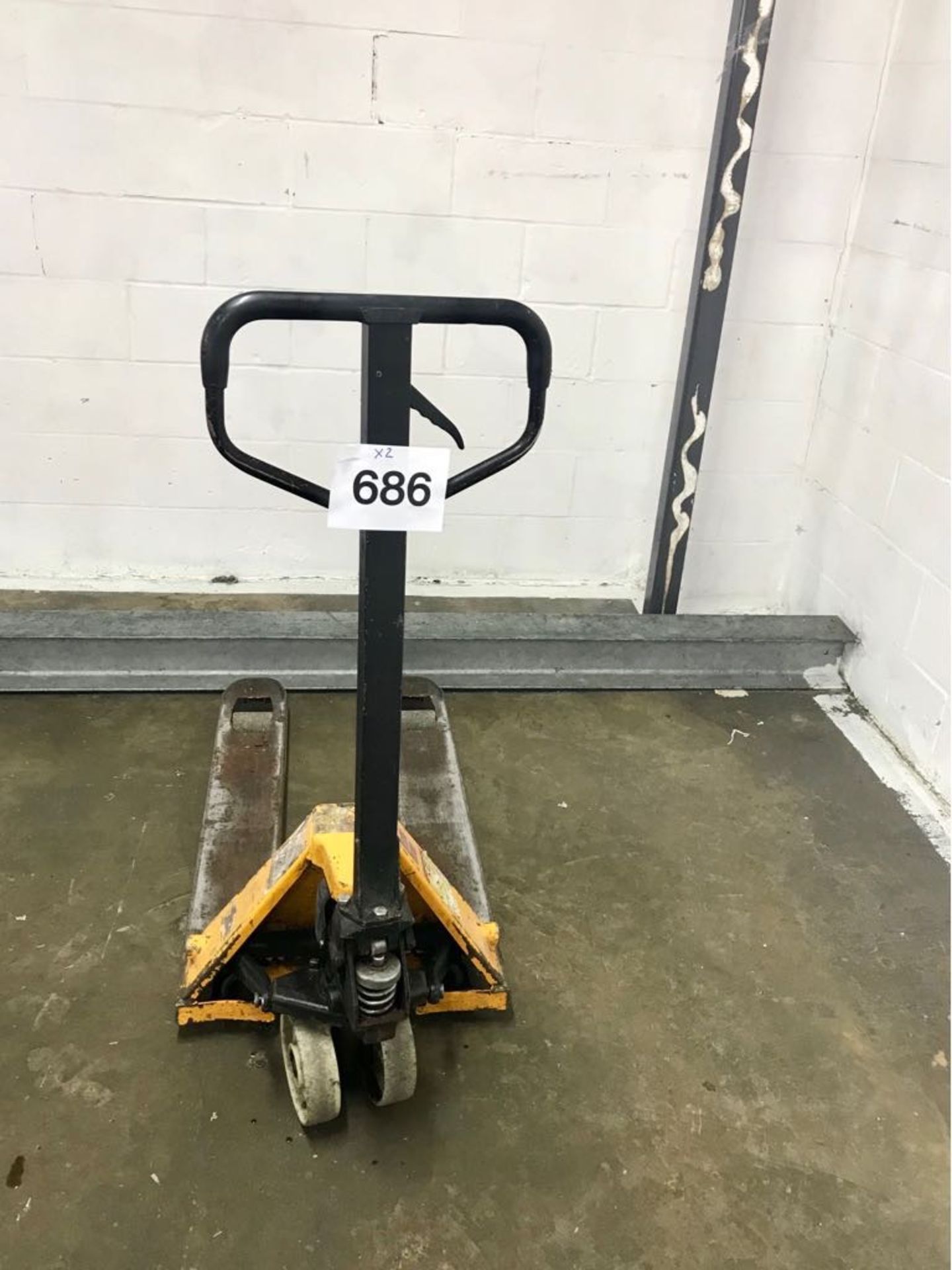 2 x Pallet Trucks 2,500 kg lift. Lift out charge £15