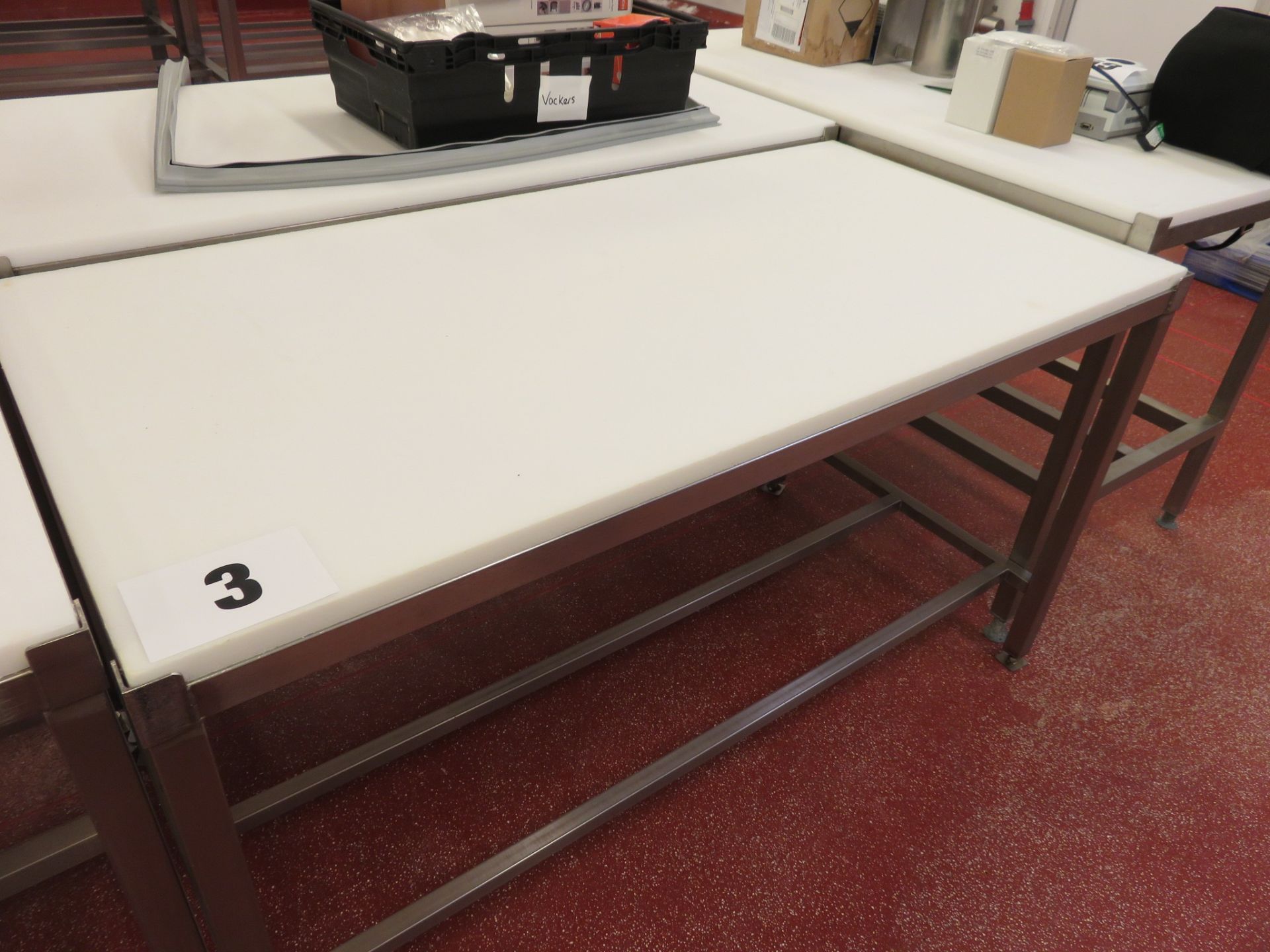 S/s Cutting Tables. 1.5 metres long x 750mm wide. Lift Out £15