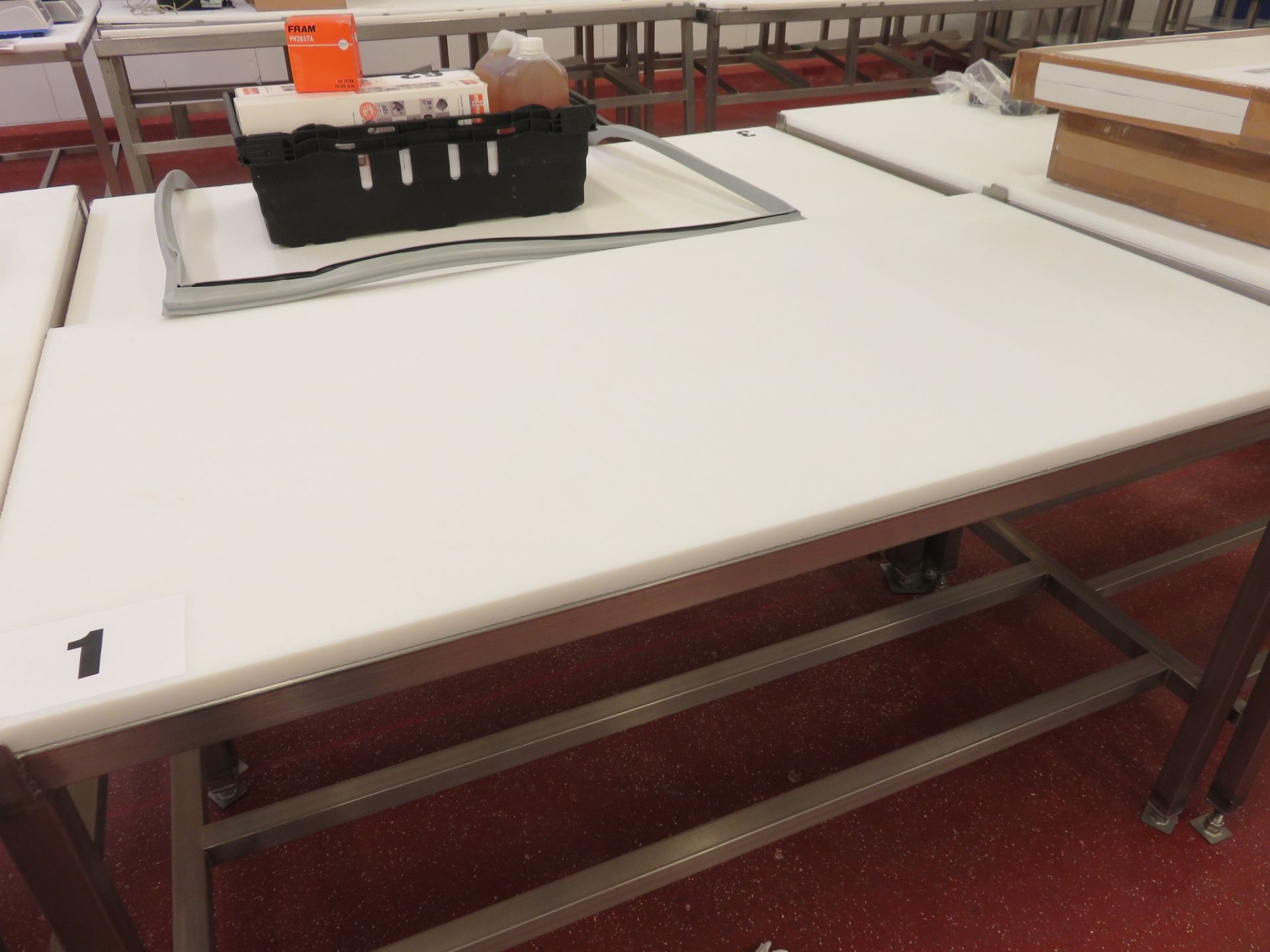 S/s Cutting Tables. 1.5 metres long x 750mm wide. Lift Out £15