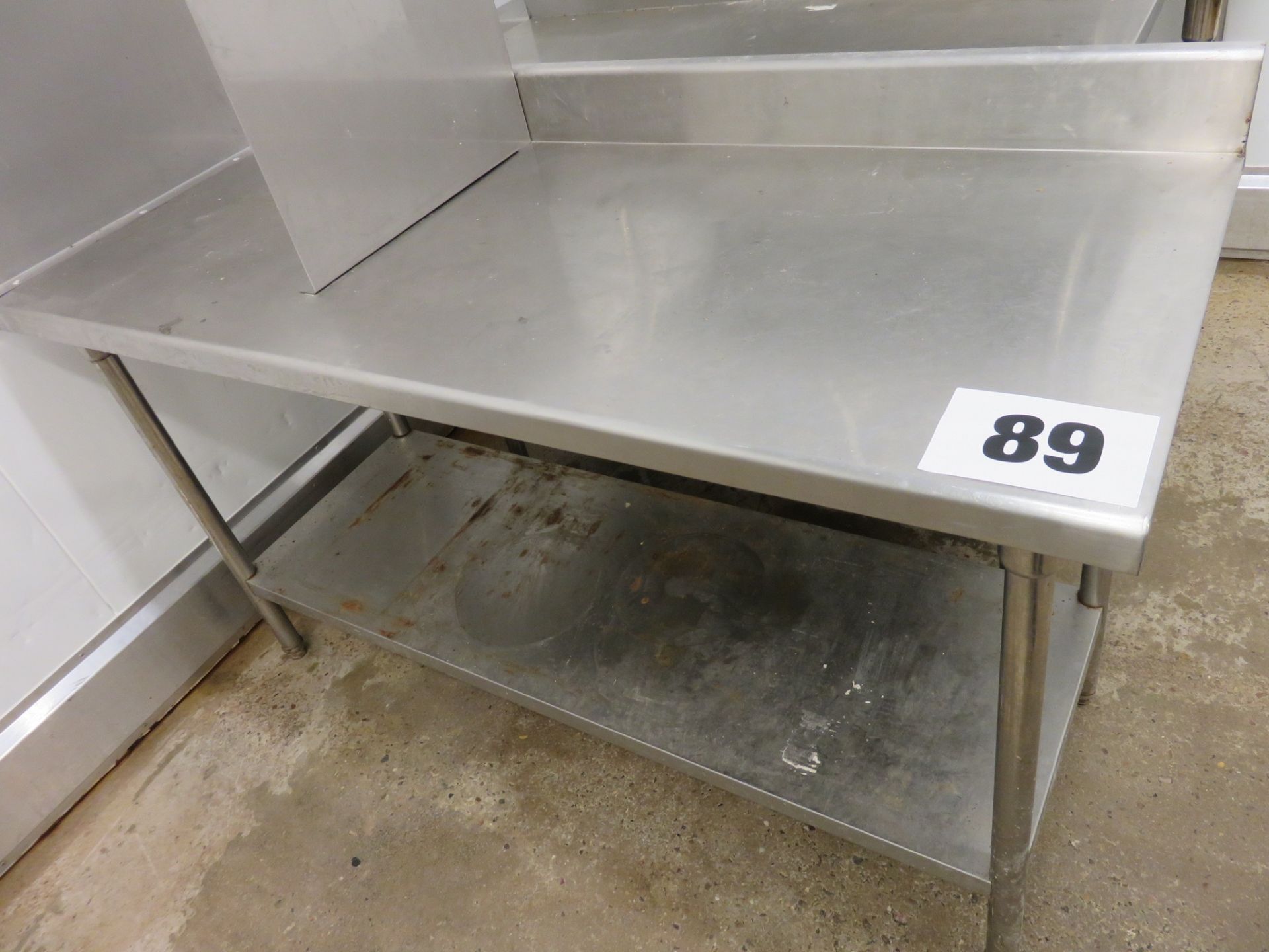 1 x s/s table with cabinets. 1.5 metres x 600mm. Lift Out £15