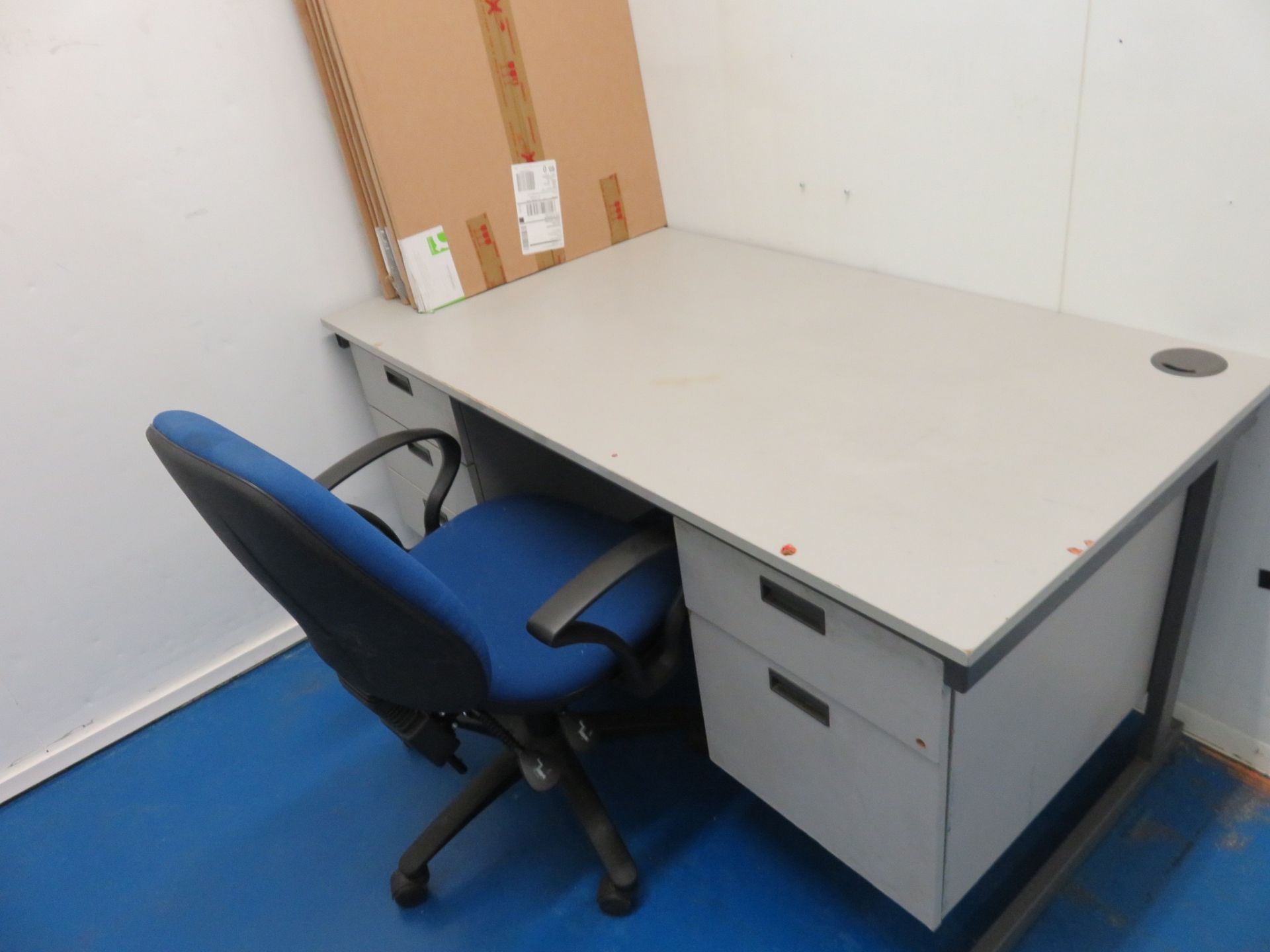 3 x desks, 4 x chairs, 2 draw cabinet, 2 nobo boards. LO £30 - Image 3 of 4