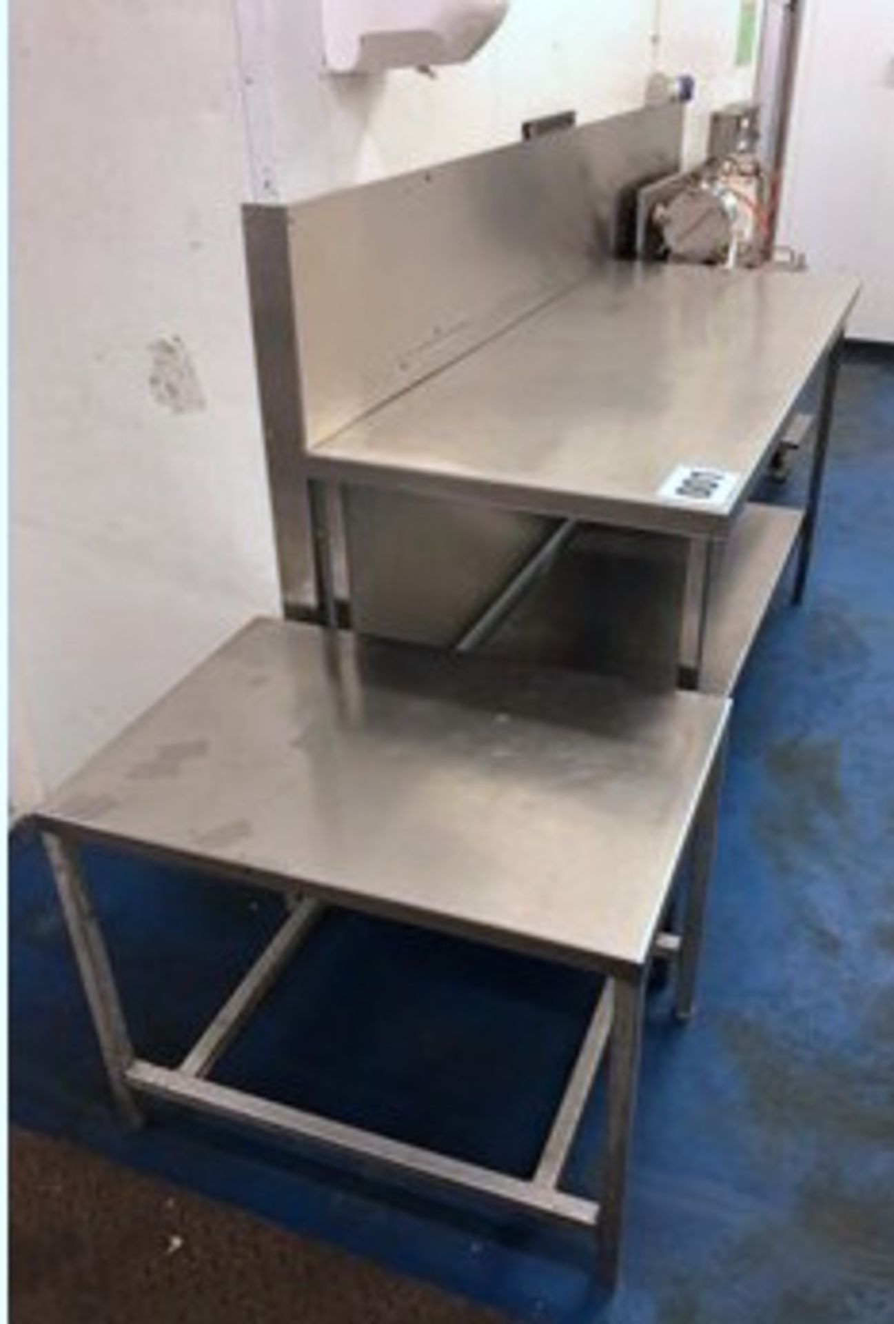 2 x S/s Tables - 1 x approx. .1800 x 700mm with shelf. 1 x s/s Table approx. 600 x 700. LO £15 - Image 2 of 3