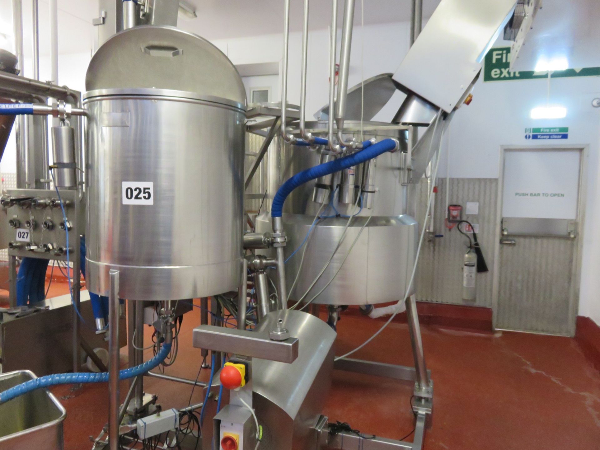 Mayonnaise Plant By Guisti S/s homogenising mixing tanks with side wall scrape, skid mounted. LO£250