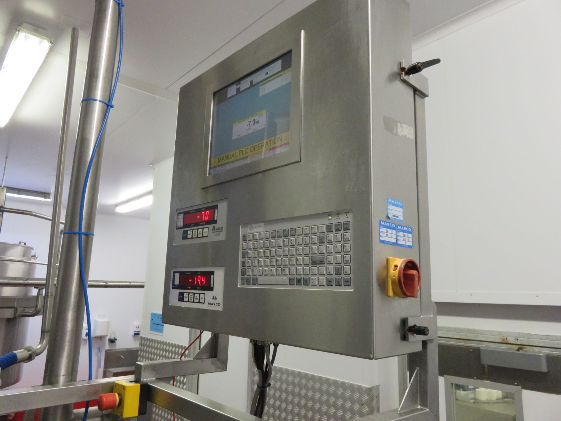 Mayonnaise Plant by Guisti S/s homogenising mixing tank & chill tank side wall scrape, skid LO £250 - Image 9 of 16