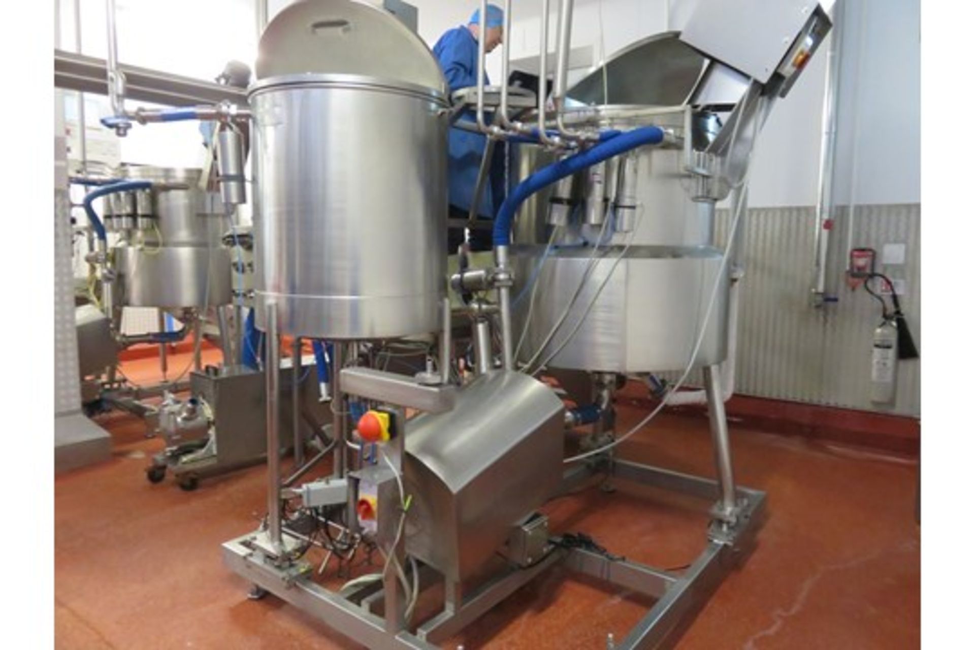 Complete mayonnaise by Guisti S/s homogenising mixing tanks with side wall scrape, skid mounted...