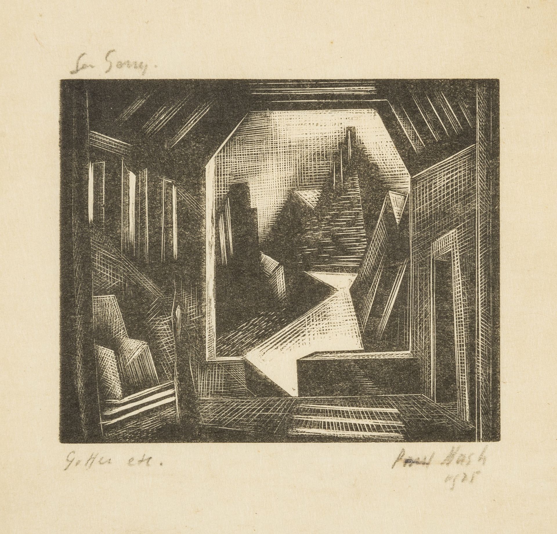 Nash (Paul) The Hall of the Gibichungs, unrecorded proof wood-engraving, 1925.