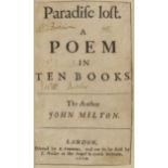 Milton (John) Paradise Lost, first edition, 7th title-page, printed by S. Simmons, 1669.