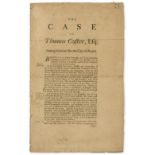 Bristol .- The Case of Thomas Coster, Esq; Sitting Member for the City of Bristol, rare, [c.1735].