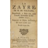 Voltaire (Francois Marie Arouet de) La Zayre, Paris, Jean-Baptiste Bauche, 1733; bound with 5 …