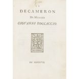 Boccaccio (Giovanni) Il Decameron, 1527 [but Venice, Pasinello, 1729].