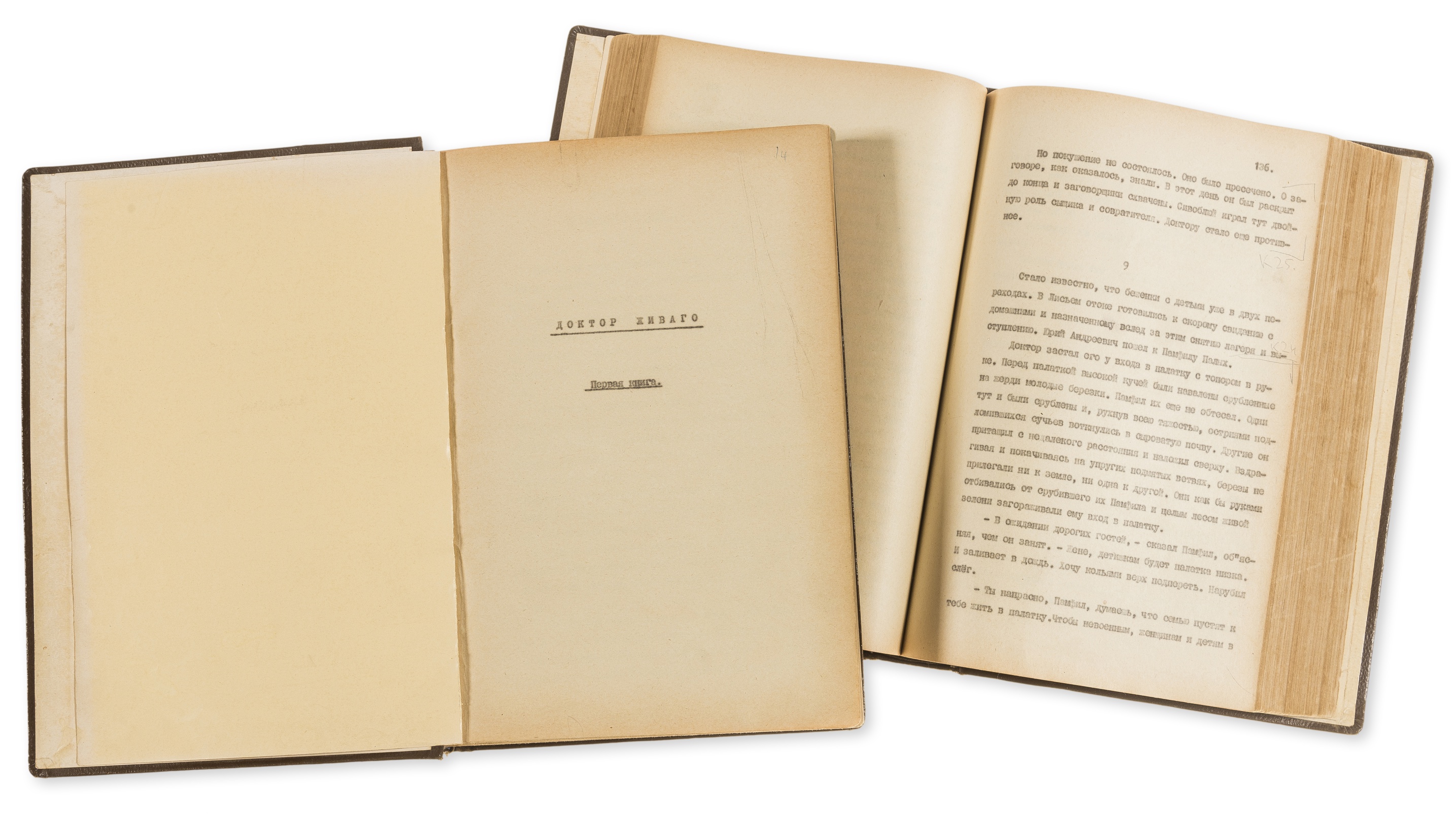 Pasternak (Boris) Doktor Zhivago original typescript, 2 vol., with manuscript corrections and …