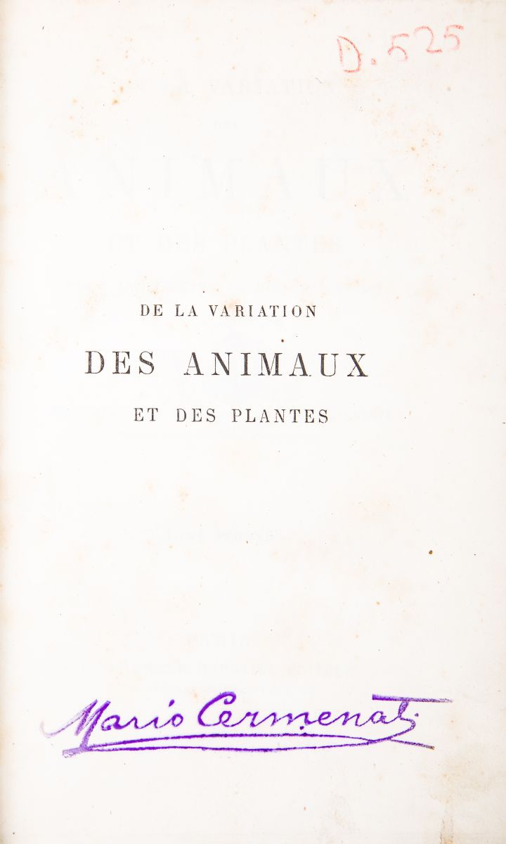 Darwin Charles. De la variation des animaux et des plantes sous l'action de la domestication... … - Image 4 of 5