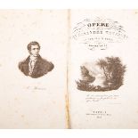 Manzoni Alessandro. Opere... in verso e in prosa. Volume unico. Napoli: Nicola Mosca, 1839.