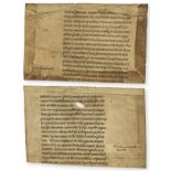 Medieval fragments.- Hugh (of Fleury) 2 fragments, 1300; and 3 others (5 pieces).