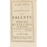 Cookery.- Evelyn (John) Acetaria. A Discourse of Sallets, second edition, for B.Tooke, 1706 & …