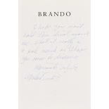 Brando (Marlon) and Robert Lindsey, Songs My Mother Taught Me, first English edition, signed …