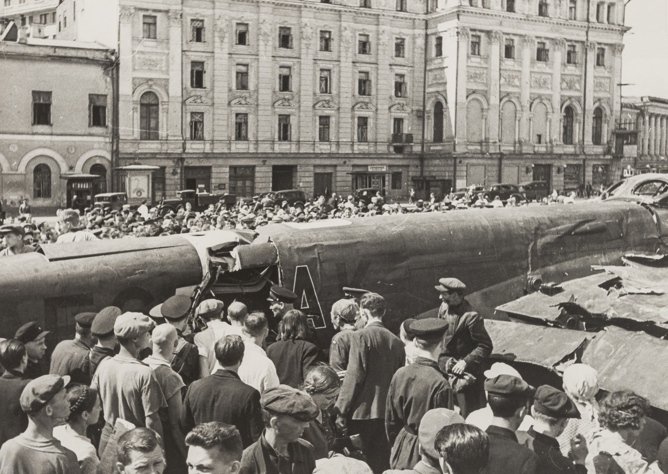 Ivan Shagin (1904-1982) Nazi Aeroplane Shot Down on Sverdlov Square, 1941; Going to the Football …