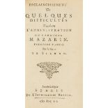 Elzevier.- Mazarin.- Silhon (Jean de) Esclaircissement de quelques difficultés touchant …