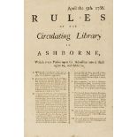 18th century Derbyshire Library.- Rules of the Circulating Library in Ashborne, printed broadside, …