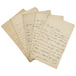 Frankenstein.- Wrench (Benjamin, actor, (1776x81-1843) 6 Autograph Letters signed to Mrs. Mathews, …