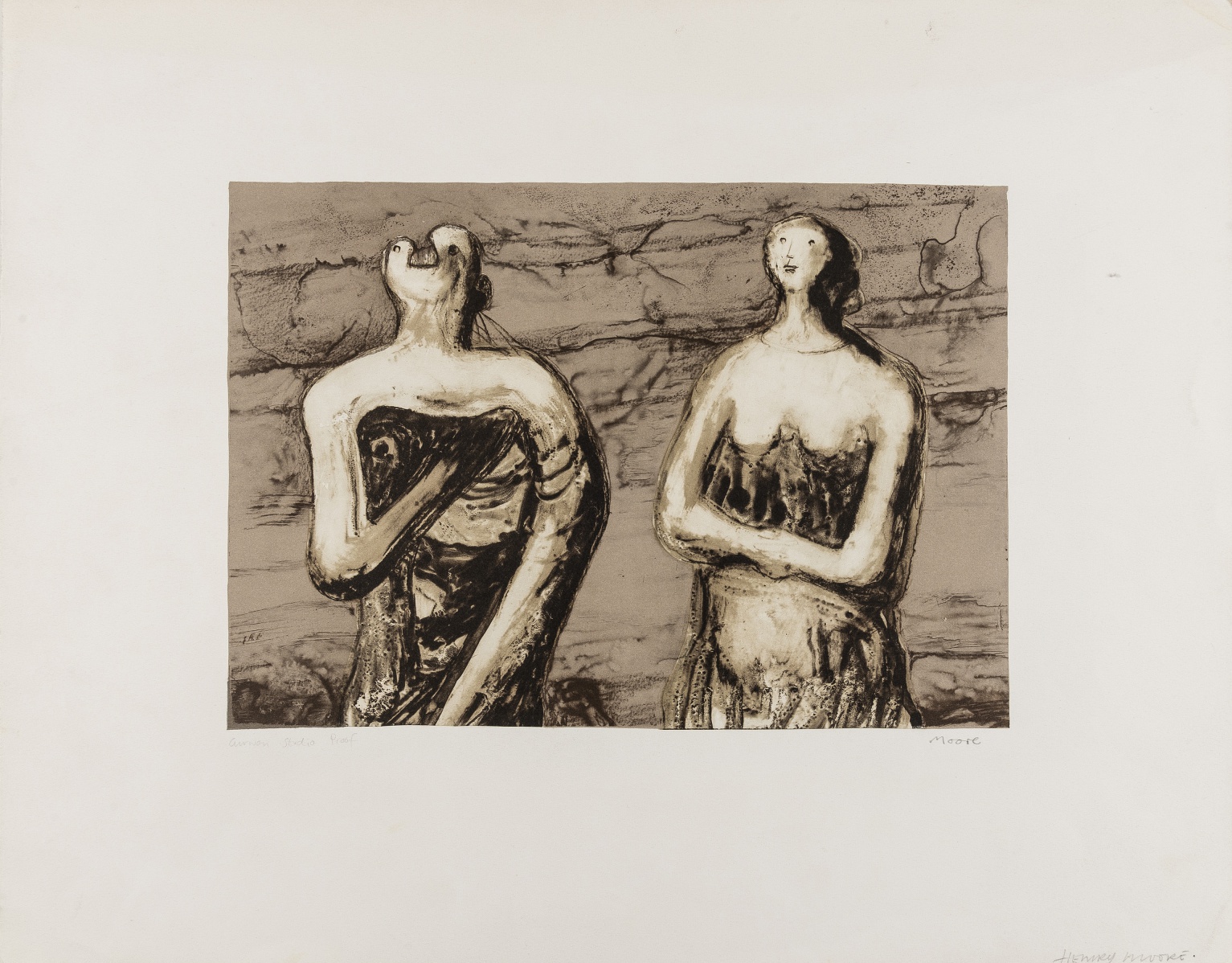 Henry Moore (1898-1986) Man and Woman Three-quarter Figures (Cramer 490)