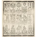 Tarocchi cards.- Anonymous (Italian, 20th century) Six duplicate uncut sheets of tarot cards, …