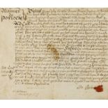 Porlock, Somerset.- 3 documents relating to the Manor of Porlock, manuscripts in Latin, on vellum, …